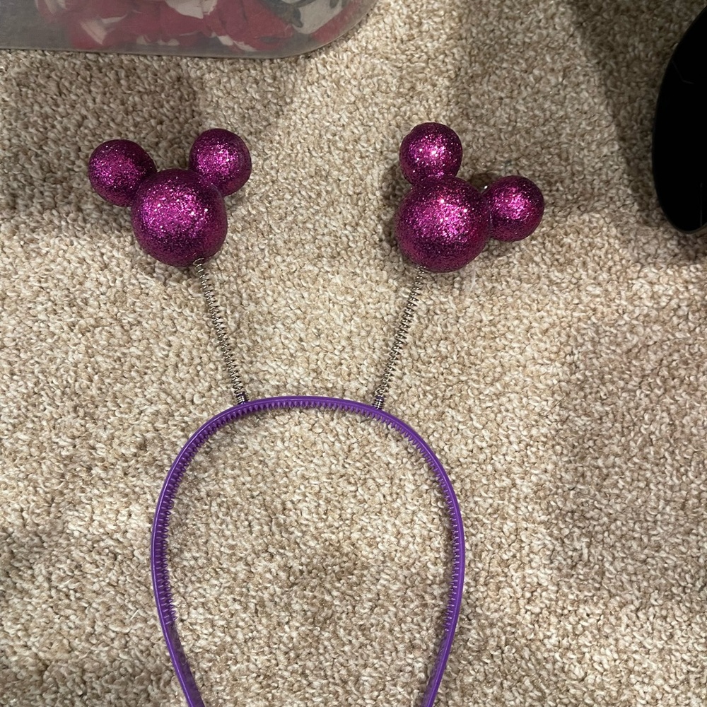 Disney Glittery Purple Mouse Ears Headband